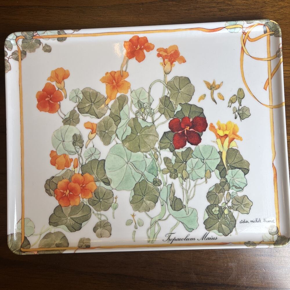 Atelier Michele Trumel, RD Imports Italy Melamine Trinket Tray Nasturtium Floral